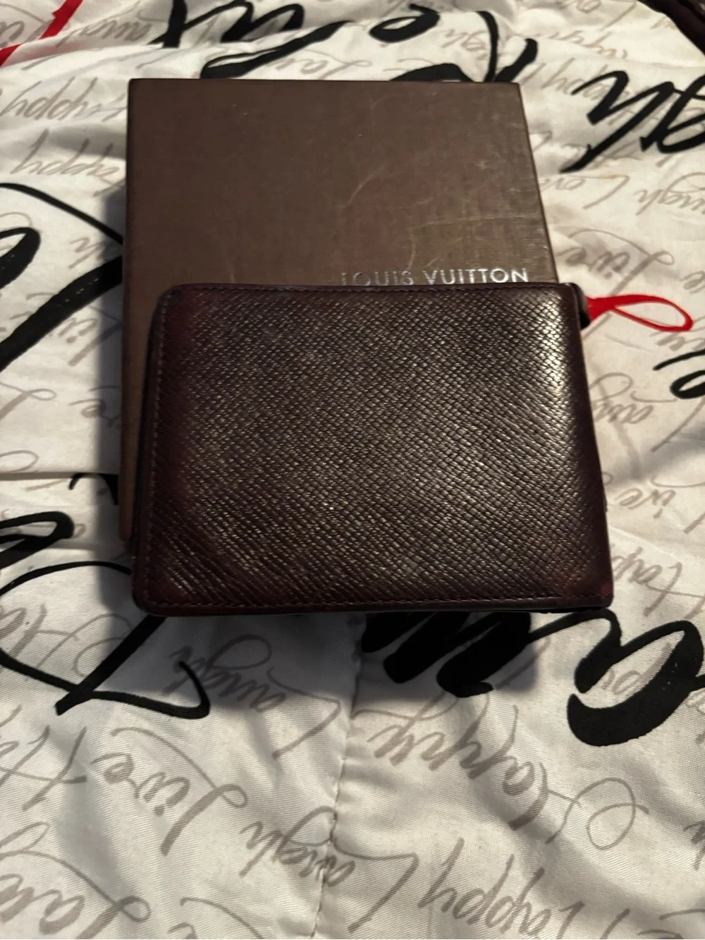 Louis Vuitton Dark Brown Textured Leather Bi-Fold Wallet